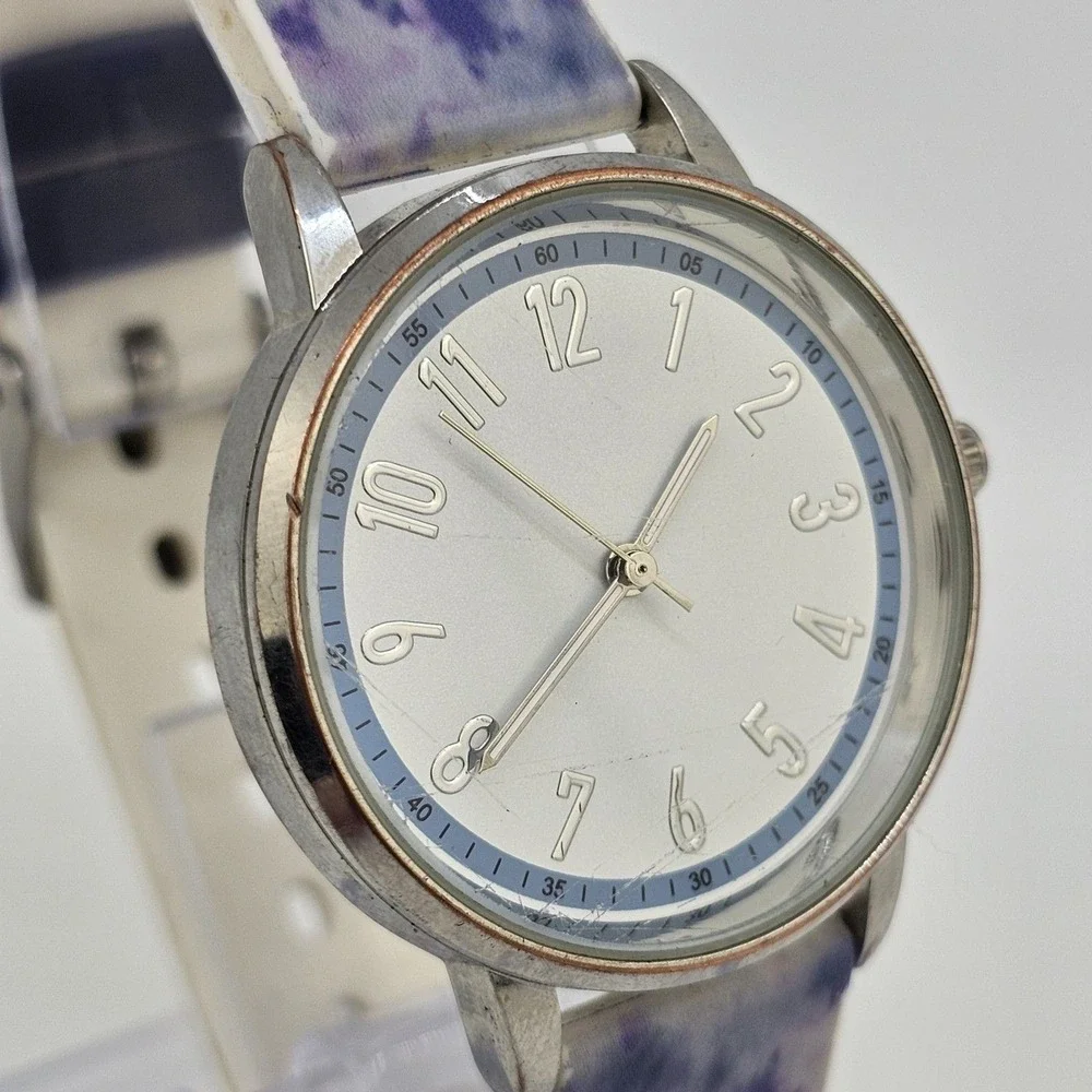 Women's Watch 35MM Gray Dial Floral‎ Plastic Band Straps New Battery
